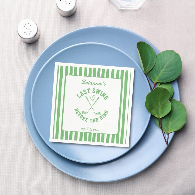 Last swing golf country club Bachelorette weekend Napkin (Last swing before the ring golf country club Bachelorette weekend party personalized printed Napkins)