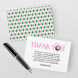 Last Swing Golf Pink Bachelorette  Thank You Card