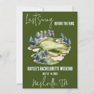 Last Swing, Golfing Bachelorette Weekend Party Invitation