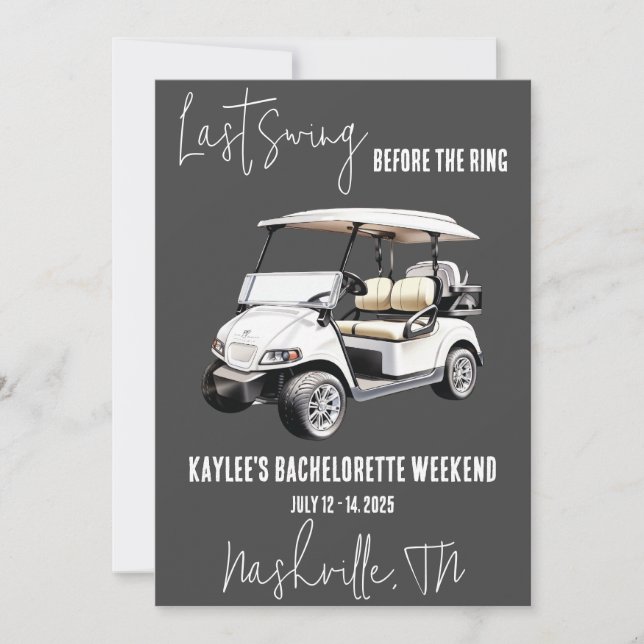 Last Swing, Golfing Bachelorette Weekend Party Invitation (Front)