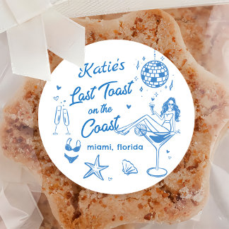 Last Toast Coast Beach Blue Bachelorette Sticker
