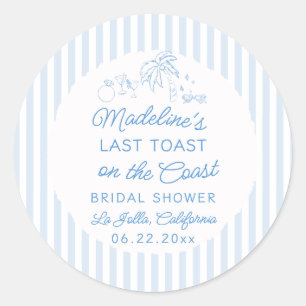 Last Toast Coastal Blue Arch Bridal Shower Welcome Classic Round Sticker