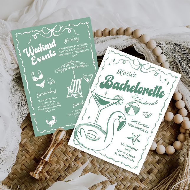 Last Toast Green Beach Bachelorette Weekend Invitation (Creator Uploaded)