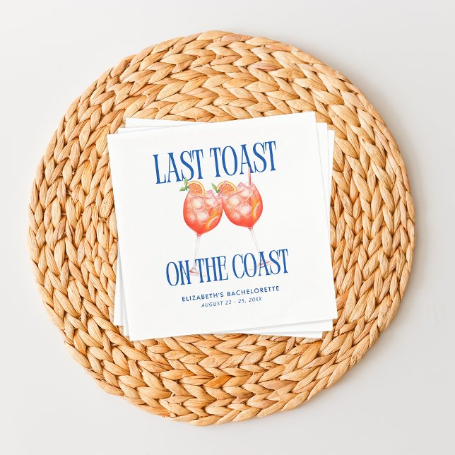 Last Toast on the Coast Aperol Spritz Bachelorette Napkin (Creator Uploaded)