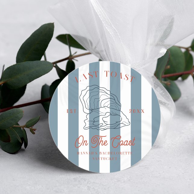 Last Toast on the Coast Bachelorette  Classic Round Sticker (Creator Uploaded)