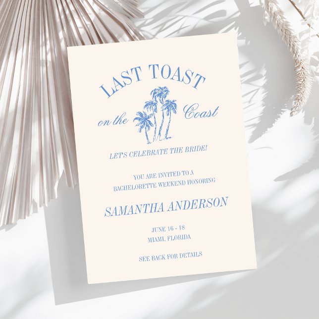 Last Toast on the Coast Bachelorette Girls Trip Invitation (Creator Uploaded)