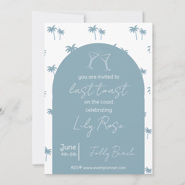 Last Toast On the Coast Bachelorette Invitation (Front)