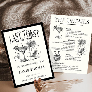 Last Toast on the Coast Bachelorette Itinerary Invitation