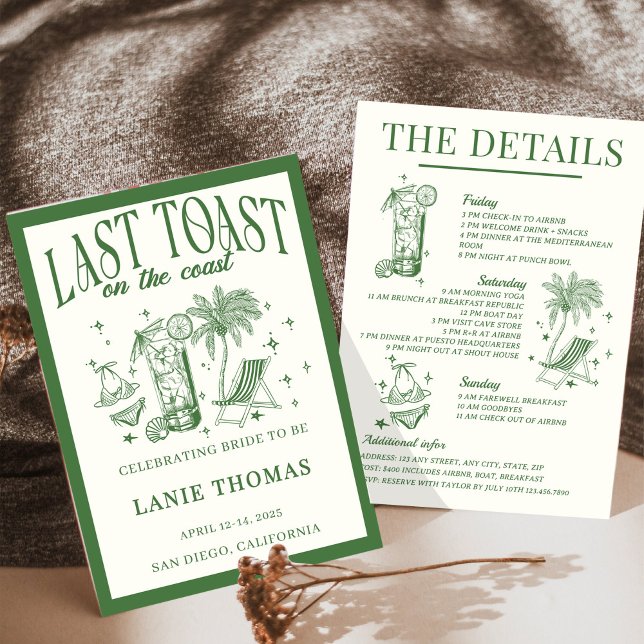 Last Toast on the Coast Bachelorette Itinerary Invitation (Creator Uploaded)