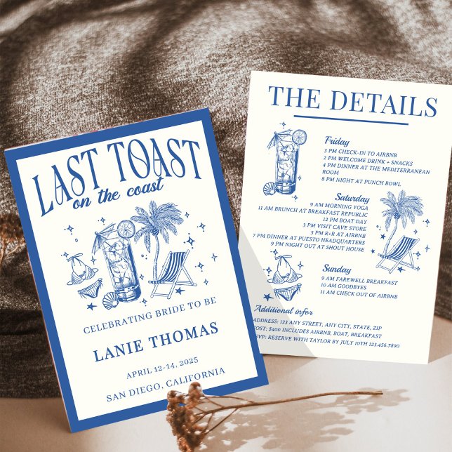 Last Toast on the Coast Bachelorette Itinerary Invitation (Creator Uploaded)