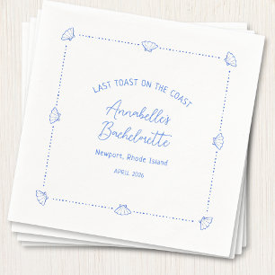 Last Toast on the Coast Bachelorette Party Blue Napkin