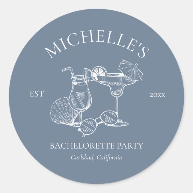 Last Toast On The Coast Bachelorette Party Classic Round Sticker (Front)