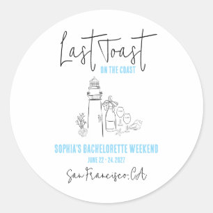 Last Toast on the Coast Bachelorette Party Classic Round Sticker