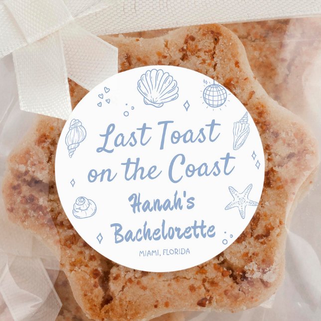 Last Toast on the Coast Bachelorette Party Classic Round Sticker (Creator Uploaded)