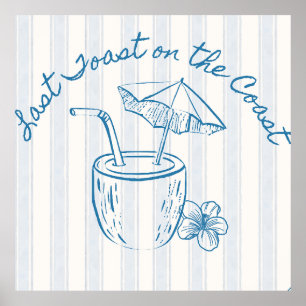Last Toast on the Coast Bachelorette Party Design  Poster