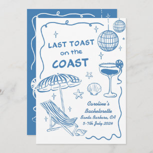 Last Toast On The Coast Bachelorette Party Invitation