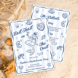 Last Toast On The Coast Bachelorette Party Invitation