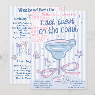 Last Toast On The Coast Bachelorette Party Invitation