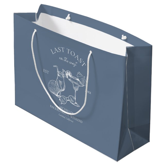 Last Toast On The Coast Bachelorette Party Large Gift Bag (Back Angled)