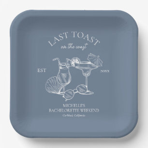 Last Toast On The Coast Bachelorette Party Paper Plate