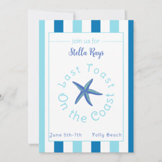 Last toast on the coast bachelorette party weekend holiday card