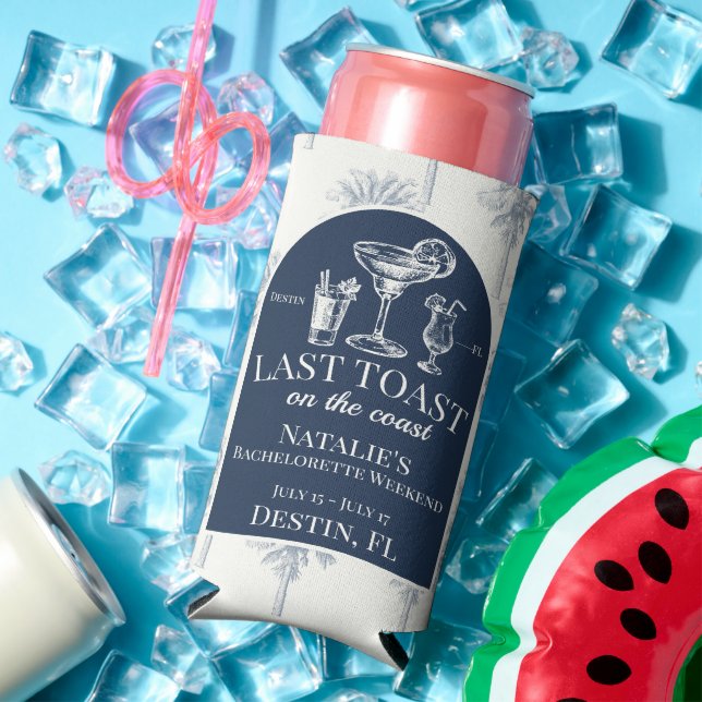 Last Toast On The Coast Bachelorette Personalized Seltzer Can Cooler (In Situ Summer)