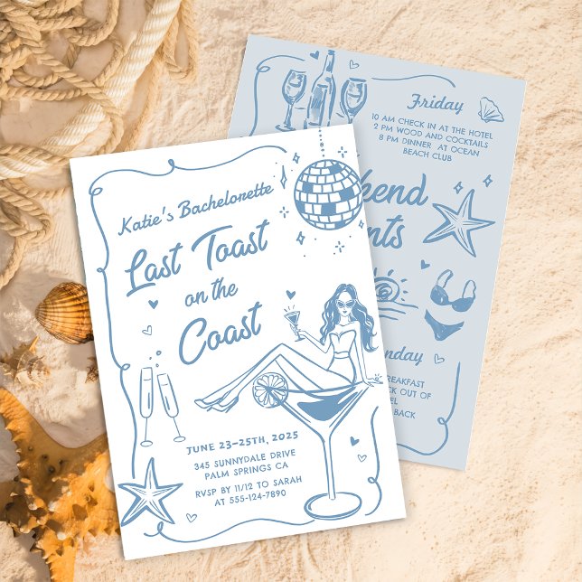 Last Toast On The Coast Bachelorette Weekend Invitation (Creator Uploaded)