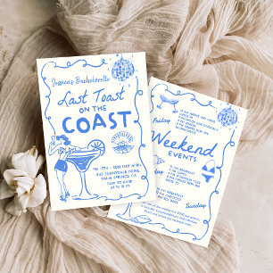 Last Toast On The Coast Bachelorette Weekend Invitation