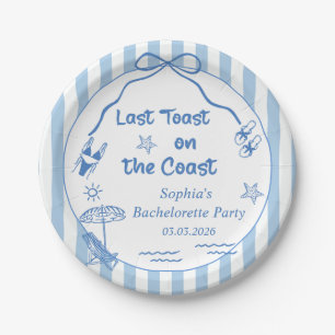 Last Toast On The Coast Bachelorette Weekend Paper Plate