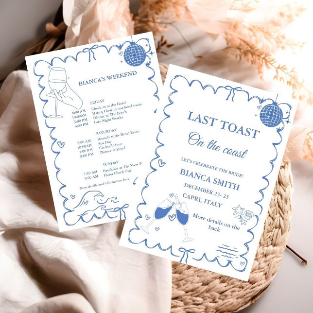 Last Toast on the Coast Bachelorette Weekend Party Invitation (Creator Uploaded)