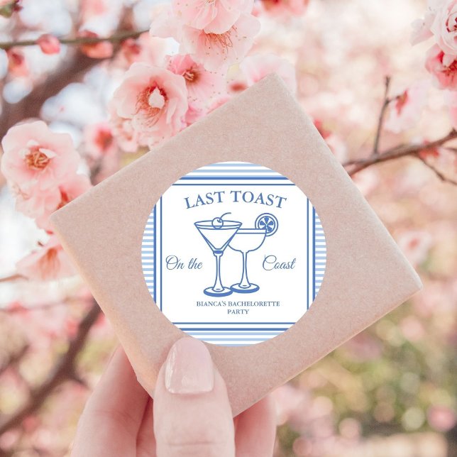 Last Toast on the Coast Bachelorette Weekend Party Square Sticker (Creator Uploaded)