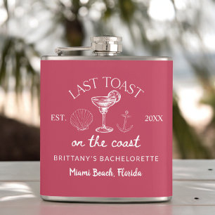 Last Toast On The Coast Beach Bachelorette Party Hip Flask