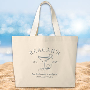 "Last Toast on the Coast" Beach Bachelorette Party Large Tote Bag