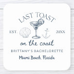 Last Toast On The Coast Beach Bachelorette Party Square Paper Coaster<br><div class="desc">Elevate your celebration with the Last Toast On The Coast Beach Bachelorette Party Square Paper Coaster. Featuring a vibrant beach-themed design and playful slogan, these coasters are perfect for adding a festive touch to your beach bachelorette party. Made from high-quality, absorbent paper, they effectively protect surfaces from spills while enhancing...</div>