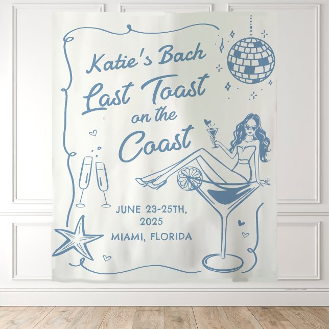 Last Toast On the Coast Beach Bachelorette Party Tapestry (Creator Uploaded)