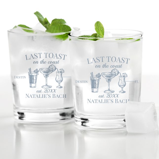 Last Toast On The Coast Beach Bachelorette Party Whiskey Glass (Creator Uploaded)