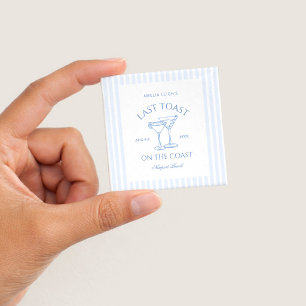 Last Toast on the Coast Beach Blue Bachelorette 2 Inch Square Button