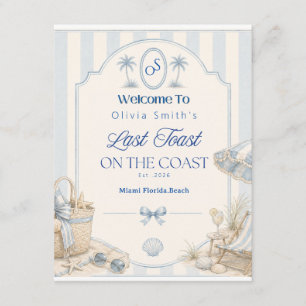 Last Toast on the Coast Beach Blue Bachelorette Enclosure Card