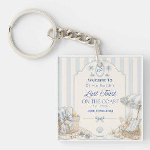 Last Toast on the Coast Beach Blue Bachelorette Keychain