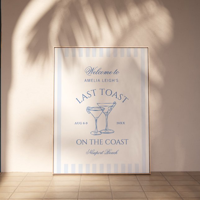 Last Toast on the Coast Beach Blue Bachelorette Poster (Creator Uploaded)