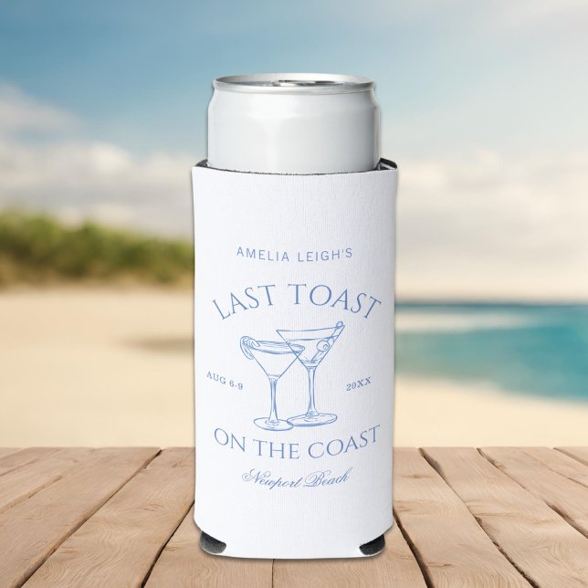 Last Toast on the Coast Beach Blue Bachelorette Seltzer Can Cooler (Creator Uploaded)