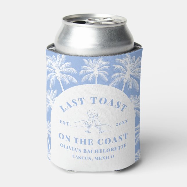 Last Toast On The Coast Beach Coastal Bachelorette Can Cooler (Can Front)