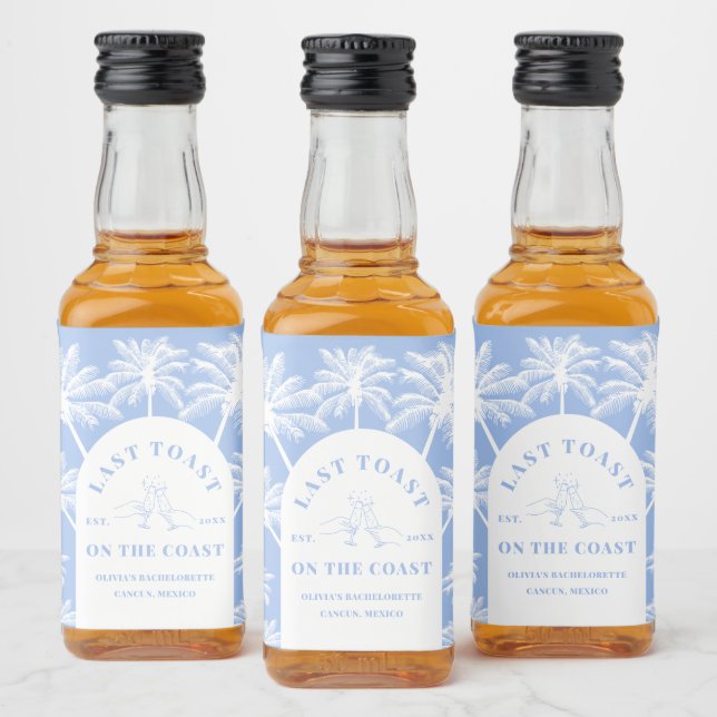 Last Toast On The Coast Beach Coastal Bachelorette Liquor Bottle Label (Bottles)
