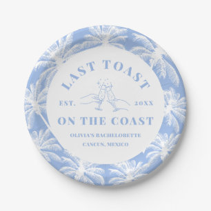 Last Toast On The Coast Beach Coastal Bachelorette Paper Plate