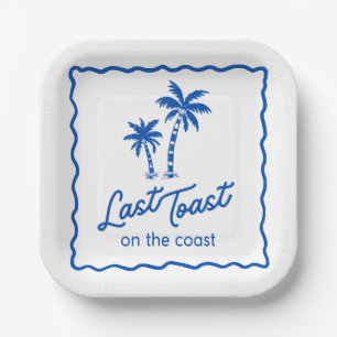 Last Toast on the Coast Blue Bachelorette Party Paper Plate