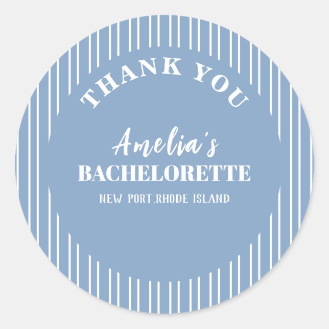 Last toast on the coast blue bachelorette welcome classic round sticker (Front)