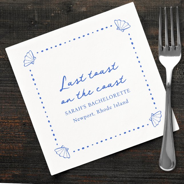 Last Toast on the Coast - Blue Shell Bachelorette Napkin (Creator Uploaded)