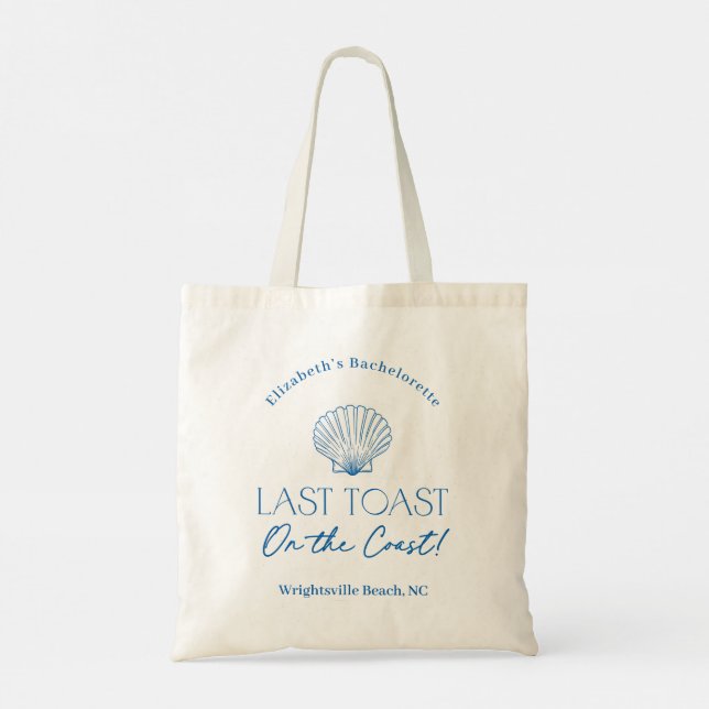 Last Toast on the Coast Blue Shell Bachelorette  Tote Bag (Back)