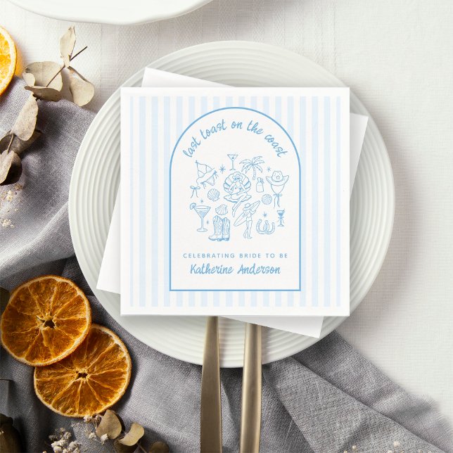 Last Toast on the Coast Blue Stripes Beach  Napkin (Creator Uploaded)