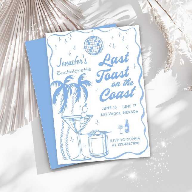Last Toast On The Coast Coastal Bachelorette Party Invitation (Creator Uploaded)